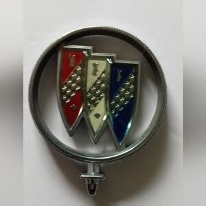 Vintage OEM Buick 1970's-80's Tri Shield Chrome Stand Up Hood Ornament